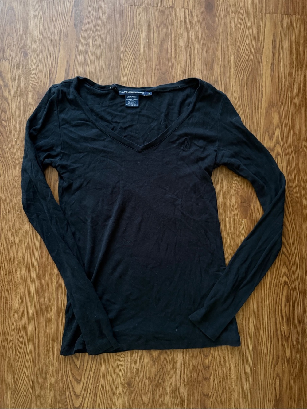 Ralph Lauren Sport Black V-Neck Top